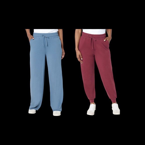 AnyBody Pants - AnyBody Women's 2pk Cozy Knit Jogger & Full Length Pants Indigo/Wine - Regular